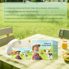 Tallow and Honey Balm, producción natural pura hecha a mano de mantequilla de res alimentada con pasto y miel silvestre cruda, profundamente hidratante para crear una piel suave e hidratada (1