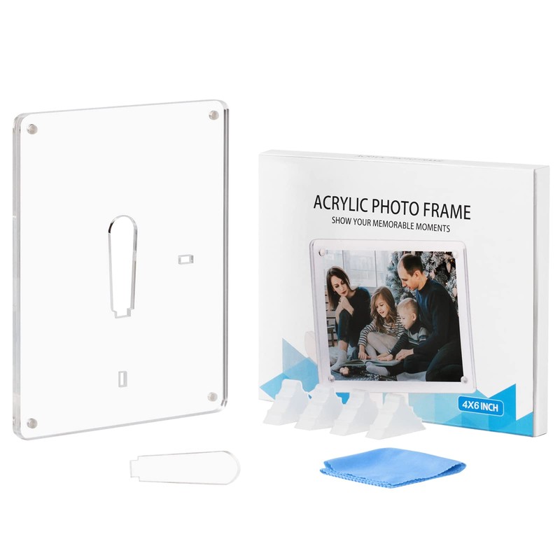 Boxalls 4x6 Inches Acrylic Picture Frame with Stand, Clear Photo