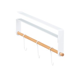 Relaxdays Wardrobe Insert for Hanging 3 Hooks Space Saving Hanging Rail H x W x D 13 x 2 x 30 cm White / Natural