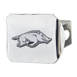 FANMATS 14981 Arkansas Razorbacks Chrome Metal Hitch Cover with Chrome Metal 3D Emblem