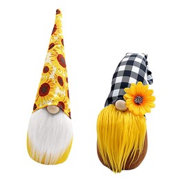 Kisangel 2pcs Cartoon Festival Dolls Adorable No Face Elderly Figurines Cute Desktop Decorations for Home Office Photo Props for Adults Stuffed Dolls Flower Checkered