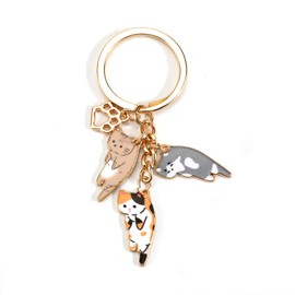 MUCOOS Aesthetic Cute Cat Keychain Set for Women - Fun Keychains with Orange, Blue British Short, Calico Cats - Kawaii Bag Charm Gifts for Cat Lovers,Suitable as Car, Purse, Backpack, and Bag Charm