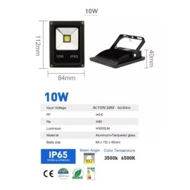 Corp.Res Electronics Reflector Led 10w Luz Blanca 110 Volts Iluminacion Slim