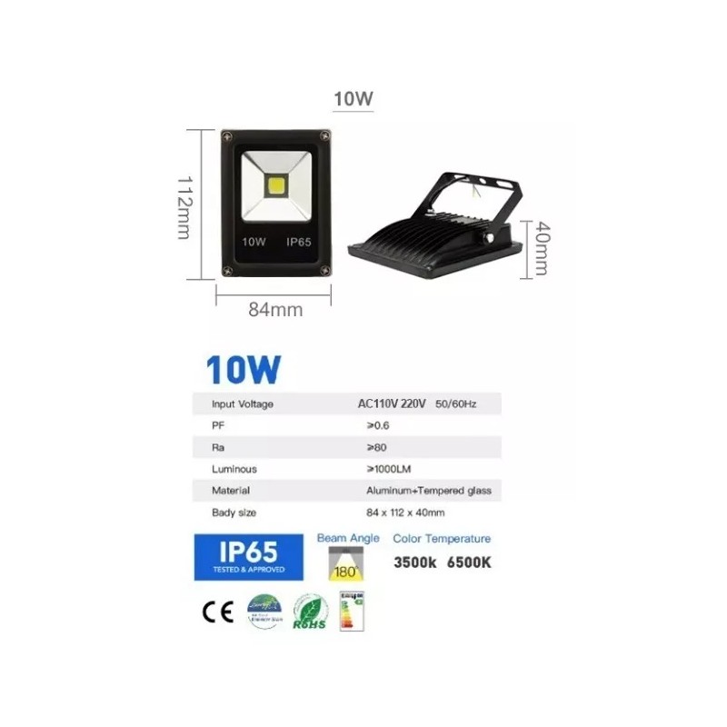 Corp.Res Electronics Reflector Led 10w Luz Blanca 110 Volts Iluminacion