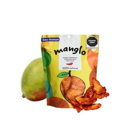 MANGLO | Mango Orgánico Deshidratado Con Chile 100% Natural | 300g | Rebanadas de mango sin azúcar añadida Snack Saludable y Delicioso para niños y adultos | Calidad Premium | Sin gluten | Sin conservadores | Vegano | Bolsa resellable.