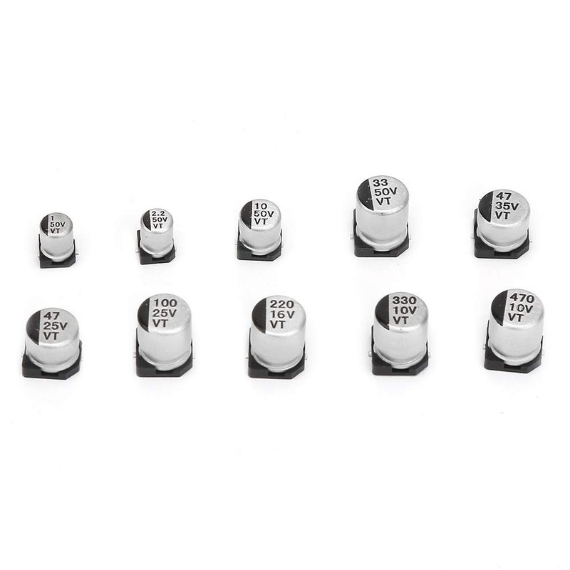 200 Pieces 10-50V Electrolytic Capacitor, SMD Electrolytic Capacitors Set 1uF