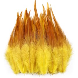 Feathers for Crafting,240pcs 5-7inch Yellow Craft Rooster Feathers,Saddle Hackle Feather,Bulk Feathers for Wedding Home Party,Dream Catcher Supplies and DIY Crafts