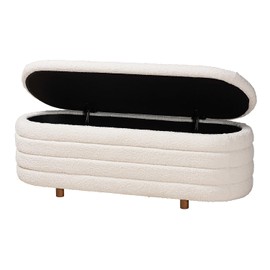 Baxton Studio Betiana Boucle Fabric Storage Bench, Cream/Walnut Brown (233-13316-HiT)