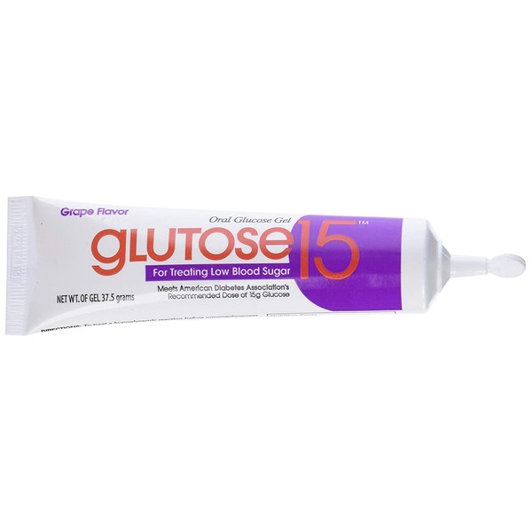 Glutose15 Oral Glucose Gel Grape Flavor, 3 - 1.3 oz Tubes, Pack of 6