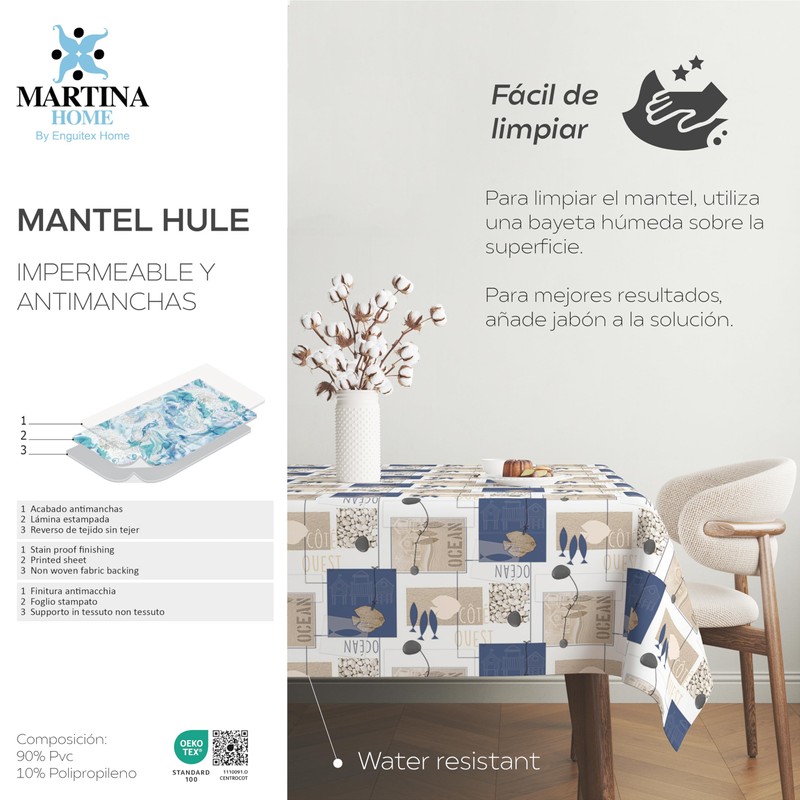 Martina Home Oilcloth Tablecloth Ocean Unique 100 x 140 cm
