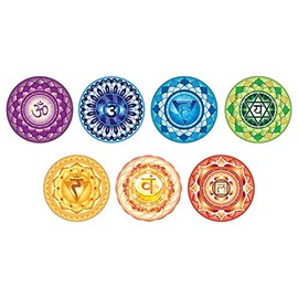 Set of 7 .Chakra Meditation Symbols Vinyl Wall Decal - Seven Colorful Yoga Icons for Relaxing Living Room Wall Decoration - 20" x 10"