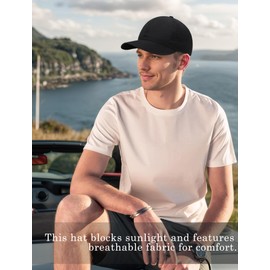 Ausing Baseball Cap Men's Unisex Trucker Recycled Mesh Baseball Cap Baseball Cap UV Protection Baseball Cap Men Summer Lightweight, black, Unit size