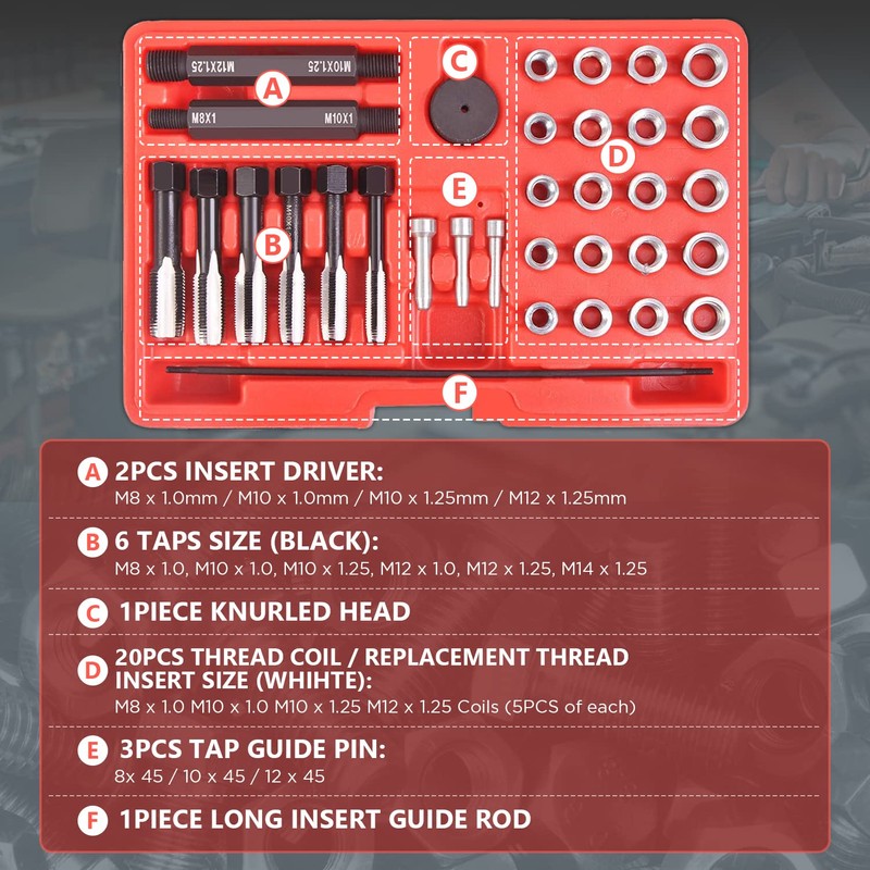 33PCS Glow Plug Thread Repair Kit, Thread Repair Tool Cylinder