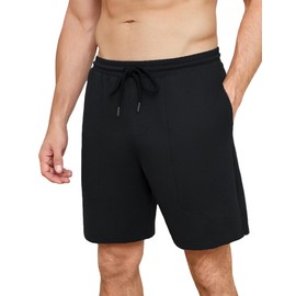 iClosam Men's Sports Shorts in Cotton with Adjustable Waist Fitness Summer S-XXL, Black, M