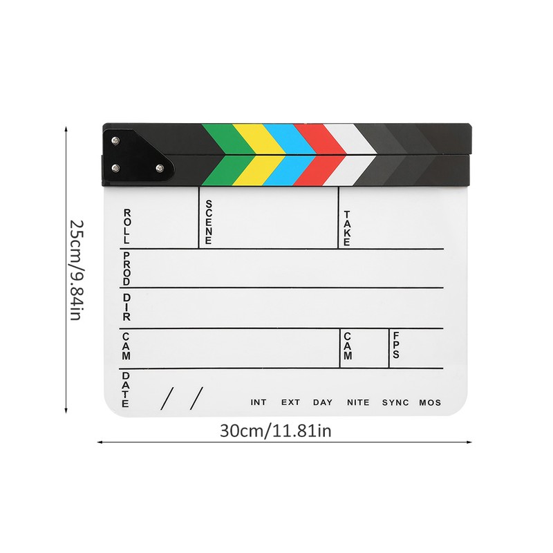 30x25CM Acrylic Movie Clapperboard Professional Director Action Clap Film Photography