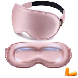 FACEMOON 3D Contoured Weighted Sleep Mask - Blackout Eye Mask for Sleeping (Light Pink)
