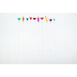 Leadigol 10PCS Colorful Sturdy Cocktail Stirrer Swizzle Sticks for Bars Cafes Restaurants Home Use Transparent Acrylic 23cm/9inch