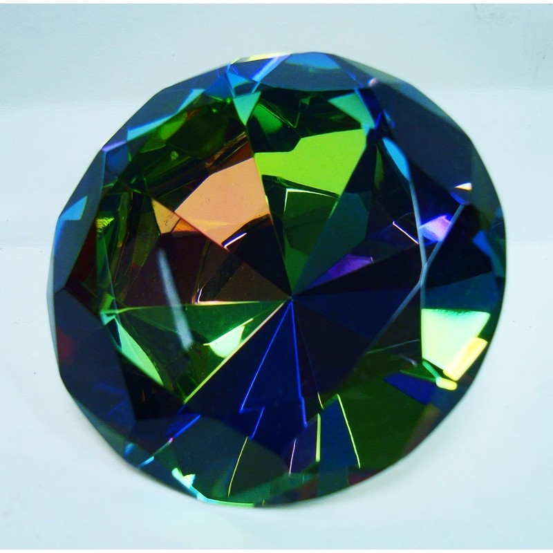 Dark Crystal AB Glass Diamond Paperweight 3.25"