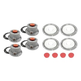 4 Pack of TORQUE Hubcap 3434024 Aluminum Hub Cap with Extra 4PCS Hub Seal Side Plugs & 4PCS Gaskets for Trailer Axle (Replaces Stemco 343-4024, 3434024, SKF 1711, 1811) (4 x TR3434024 + 4 x TR3595995)