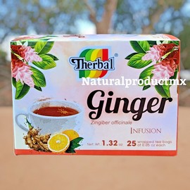 Ginger Herbal Tea ✅ (Te de Jengibre) 25 Tea Bags All Natural by Therbal