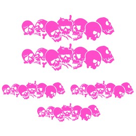 Skull Skeleton Sticker Pack of 5 – Vinyl Death Skull Decals for Car, Truck, Laptop, Toolbox, Motorcycle, Helmet, Window, and Water Bottle – Weatherproof Peel and Stick Horror Punk Design (Pink)