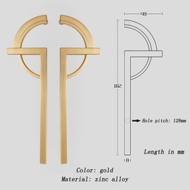 WJXFHTD 2Pack Art Deco Cabinet Pulls Zinc Alloy Modern Simple Handle Handles for Cabinets and Drawers Gold Suitable for Closet, Cabinet Door Pulls (Gold)