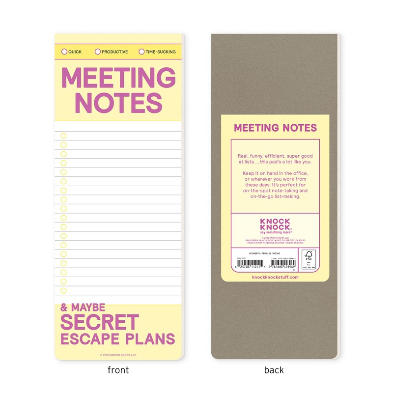 Knock Knock 1-Count Meeting Notes Make-A-List Pad - Office Agenda