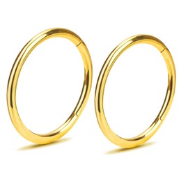 PIERCINGFUN Women Men G23 Titanium Hinged Piercing Nose Rings Hoop 2Pcs 18G 6mm for Nostril Septum Cartilage Helix Daith Tragus Rook Conch Lip Ear Lobe Belly Eyebrow Piercings