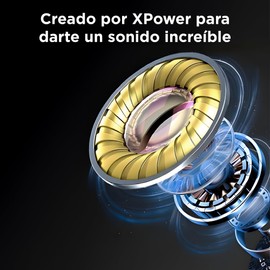 XPOWER X7 Audífonos In-Ear Bluetooth, Estuche con Pantalla LED de batería, hasta 40 Horas batería + Estuche, Resistentes a Agua y Polvo. Control táctil Intuitivo. (Garantía de un año) (Gris)