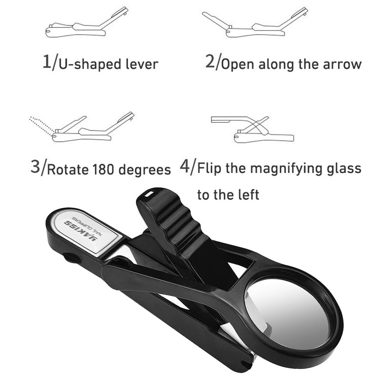 Spacmirrors Extra Large Nail Clipper with Magnifying Glass in Silver,