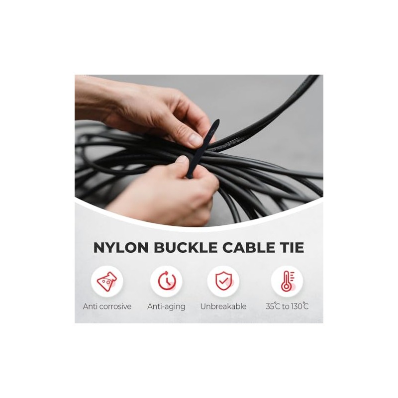Brida Para Cables Negra,Brida Para Cables Pequeña de Nylon, 14,5
