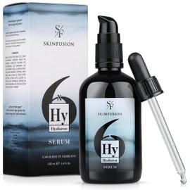 [Performance Winner 2020] Skinfusion Hyaluron 6X Serum, Highly Concentrated, 100 ml, Facial Care for Men and Women, + Vitamin C + Aloe Vera + Urea + Amino Acids, Hyaluronic Acid Face Cream and Moisturising Cream, Includes 2 x Free Vitamin C Sample
