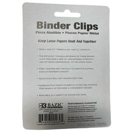 Bazic 260 Binder Clips Quality Versatile Binder 20pc Small ¾” 19mm Black