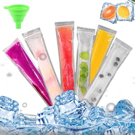 101 Pcs Pop Mould Bags, Ice Pop Bags, Ice Popsicle Mold Bag, Popsicle Pouches with A Funnel for Yogurt, Ice Candy, Ice Cream Party Favors, Yogurt Sticks