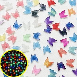 JERCLITY 90 Pieces 3D Light Change Color Butterfly Nail Charms Glow in The Dark Nail Butterfly Charms Luminous for Acrylic Nails