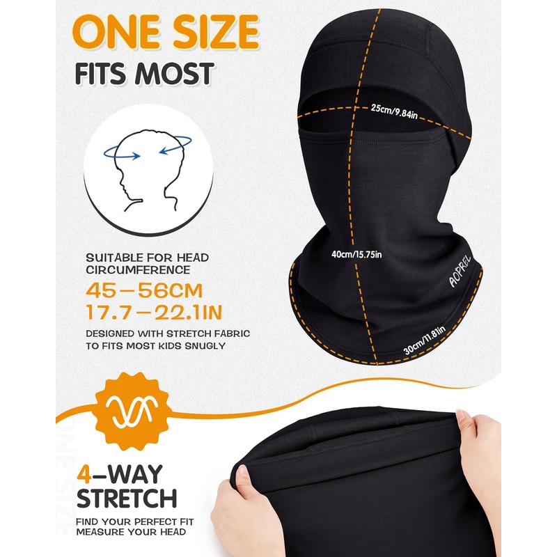 AOPREL Kids Balaclava Ski Mask, Modal Wool Blend Soft Face