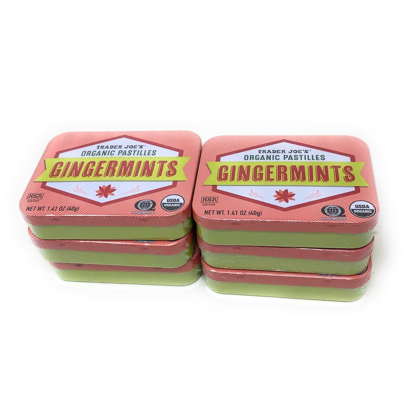 Gingermints USDA Organic Pastilles Gluten-free Vegan Total 6 Packs