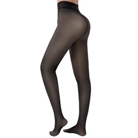 HONGTEYA Fleece Lined Tights Women, Warm Pantyhose leggings Women (US, Alpha, Medium, Regular, Regular, Translucent Black)