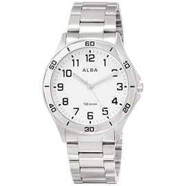 Seiko Watch AQPK409 Men's Wristwatch, Sports, Reinforced Waterproof for Daily Use, 10 ATM, Dome Inorganic Glass, Silver, Dial color - white, Sports Wristwatch, Reinforced Water Resistance (10 ATM),