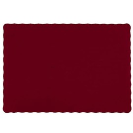 Raise Products Decorative Disposable Paper Placemats | Stylish Table Doilies with Luxury Edge | Indoor or Outdoor Paper Placemats |10"x14" 50-Pack Burgundy