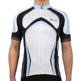 Tiekoun Men's Cycling Jerseys Tops Biking Shirts Short Sleeve Bike Clothing Full Zipper Bicycle Jacket Blue, XL (jersey016)