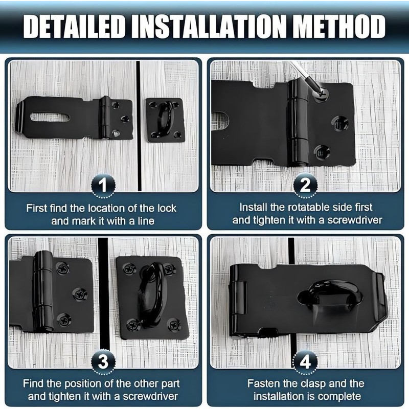 Stainless Steel Padlock Latch, 2 Pcs Door Hasp Lock for