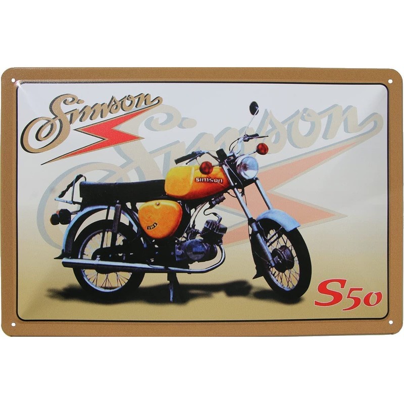 Retro Tin Sign Simson DDR Moped Scooter ONostalgia (20 x