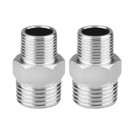 2 Pcs Shower Hose Connector,Stainless Steel 1/2 Fittings Reducing 3/8 Nipple Shower Connectors Water,Male to Female Threaded Connector Shower Head Adapter Accessories for Home Kitchen and Bathroom