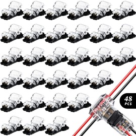 48 Pack Wire Connector Low Voltage 2 Pin 2 Way Automotive Universal Compact Splice Connectors for Wiring Electrical LED Strip