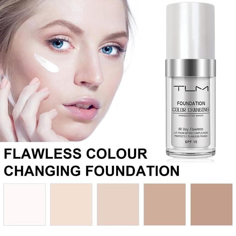 2 PACK Color Changing Foundation Liquid Base,Concealer Cover Cream,All Day