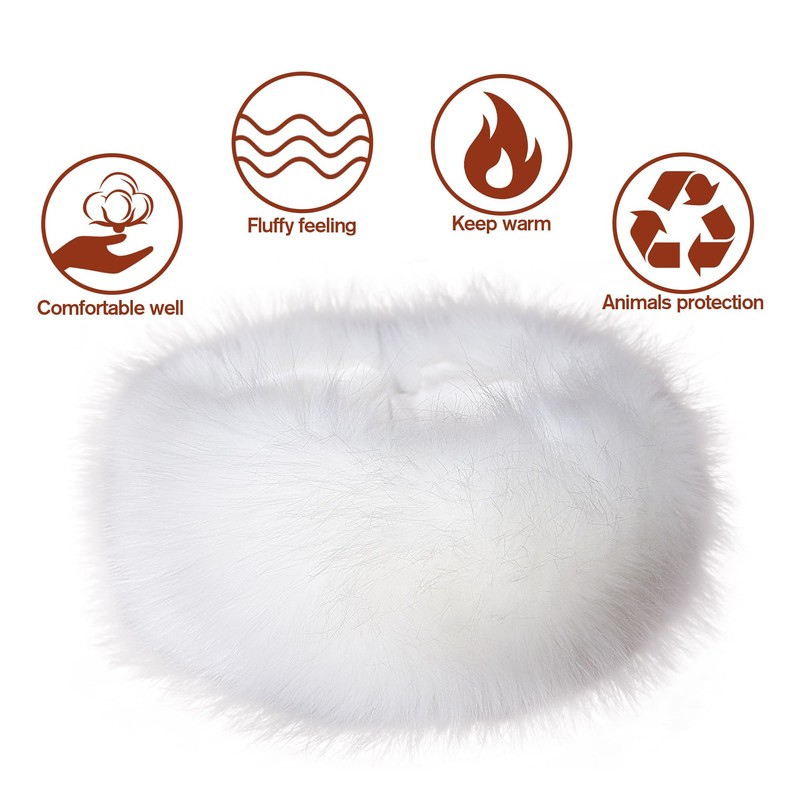 Dikoaina Womens Faux Fur Headband Winter Earwarmer Earmuff Ski (White)
