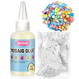 JAOJAO Mosaic Glue, Mosaic Tiles for Crafts Mosaics Grout Waterproof Moisture-Proof for Bathroom Kitchen All Tiles Surfaces Home Decoration DIY Art Projects, 100ml (Mixed Color Series)