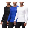 DEVOPS 3 Pack Men's Athletic Long Sleeve Compression Shirts (Large,