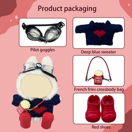 17 cm clothing (excluding dolls), hat and bag, and skirt set accessories, CuteClots dress up in a unique style, made of high-quality fabrics, cute and trendy, suitable for lafufu. Super soft, essential gift coin.:_LBB-TS-T